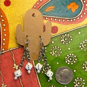 Stylish White Dice Earrings